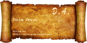 Deim Anna névjegykártya