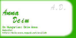 anna deim business card